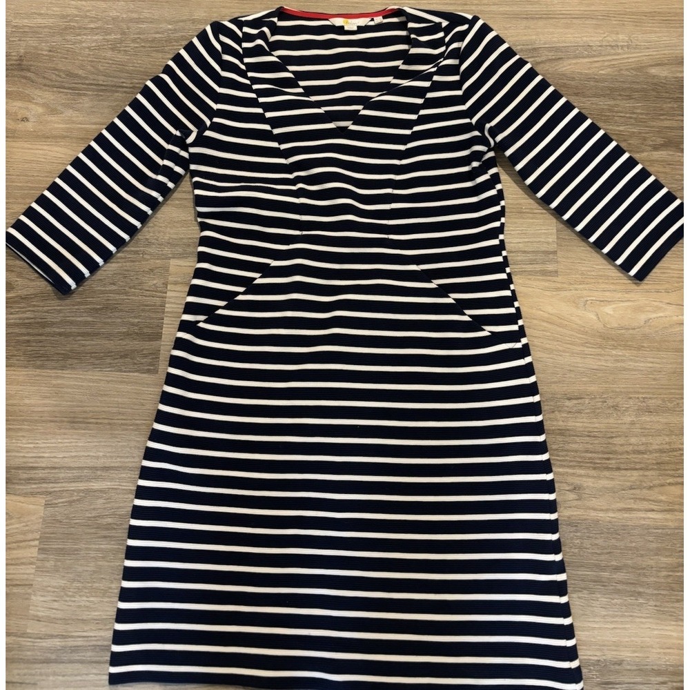 Boden Bronte Ottoman Striped Dress Nautical Preppy Stripes Size 6P Navy Jersey